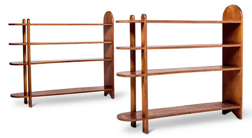 Inline Image - Lot 143: Eugène Printz (French, 1889- 1948), a pair of open bookshelves; designed for The Cité Universitaire of Paris, 1935 | Sold for £13,860