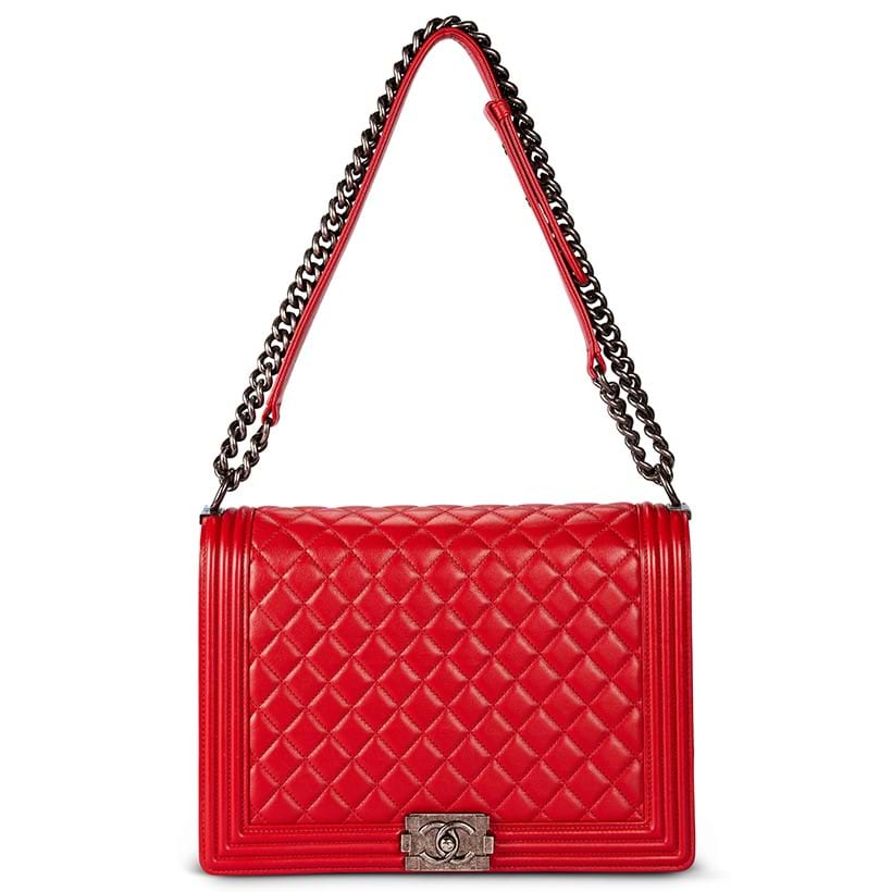 Inline Image - Chanel, Boy, a red calfskin quilted leather shoulder bag, circa 2014 | Sold for £2,500