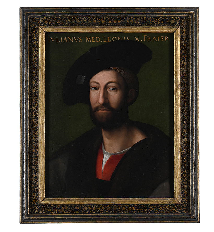 Inline Image - Lot 11: Circle of Raffaello Sanzio, Called Raphael (Italian 1483-1520), Portrait of Guliano De Medici, Duke of Nemours, Oil on poplar | Est. £30,000-50,000 (+ fees)