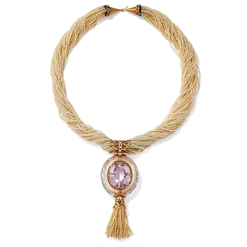 Inline Image - Lot 28: Roger Doyle, a kunzite, diamond and seed pearl necklace | Est. £2,000-3,000 (+ fees)