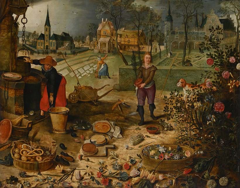 Inline Image - Lot 72: Sebastian Vrancx (Belgian 1573 - 1647) and Studio, 'Allegory of Spring', Oil on panel | Est. £40,000-60,000 (+ fees)