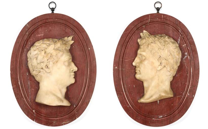Inline Image - Lot 52: A pair of Grand Tour carved marble relief plaques of Roman Emperors, Italian, early 19th century | Sold for £12,065