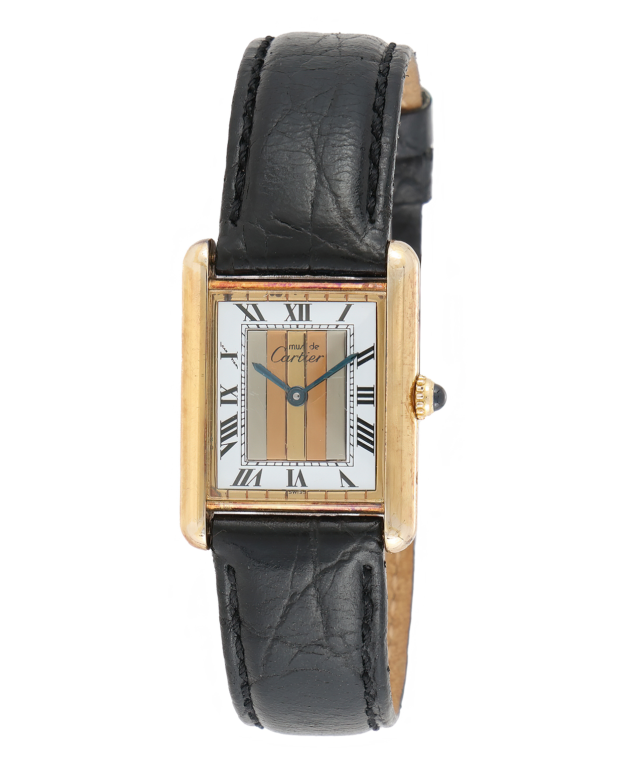 Inline Image - Cartier, Must De Cartier, Tank, Ref. 21032, a silver gilt wristwatch, No. 590005, circa 1980 | Sold for £945 (November 2023)