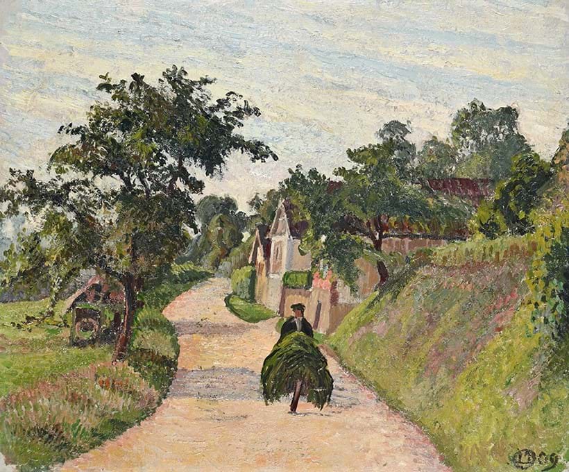Inline Image - Lot 337: Lucien Pissarro (French 1863-1944) Éragny, La Route Gisors A Bazincourt, Normandy, Oil on canvas | Sold for £45,560