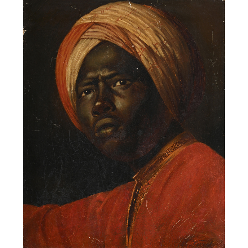 Circle of Horace Vernet (French 1789 - 1863) Portrait of a Man Wearing a Turban, Oil on canvas