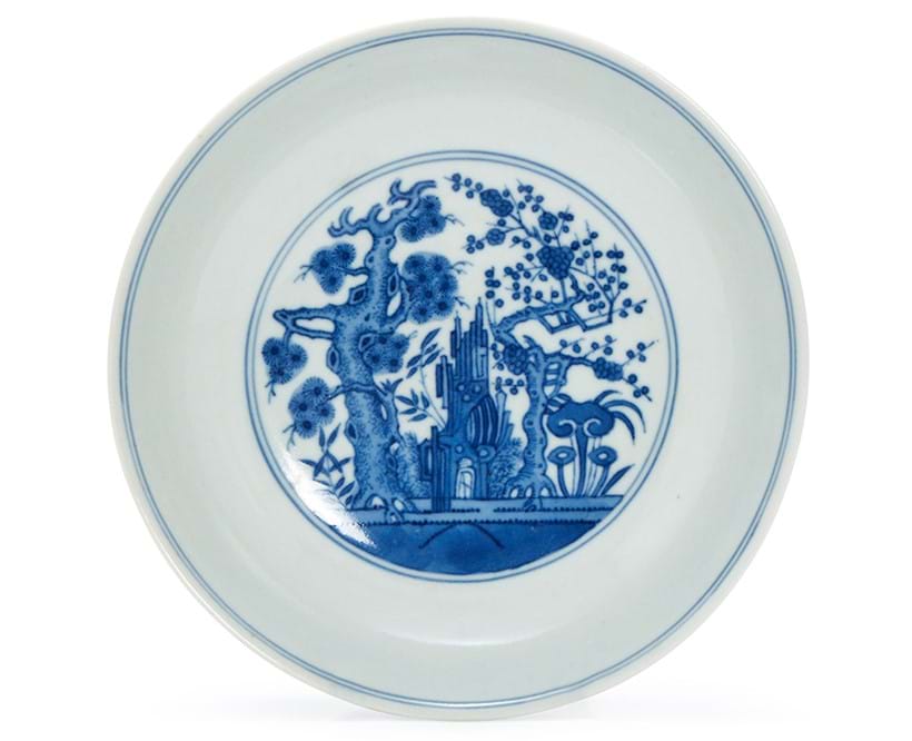 Inline Image - Lot 170: A Chinese blue and white 'Three Friends of Winter' dish, mark of Daoguang and of the period (1821-1850) | Sold for £16,510
