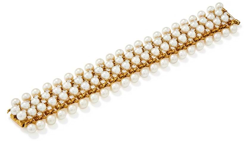 Inline Image - Lot 53: Jean Schlumberger, a cultured pearl and diamond bracelet 1950s | Sold for £24,130