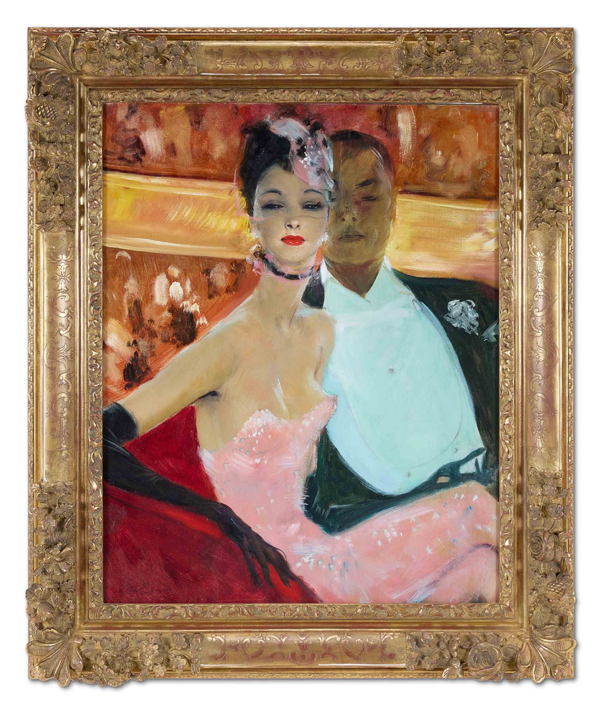 Inline Image - Lot 64: Jean-Gabriel Domergue (French 1889-1962), 'La Loge a L'Opera', Oil on canvas | Sold for £35,480