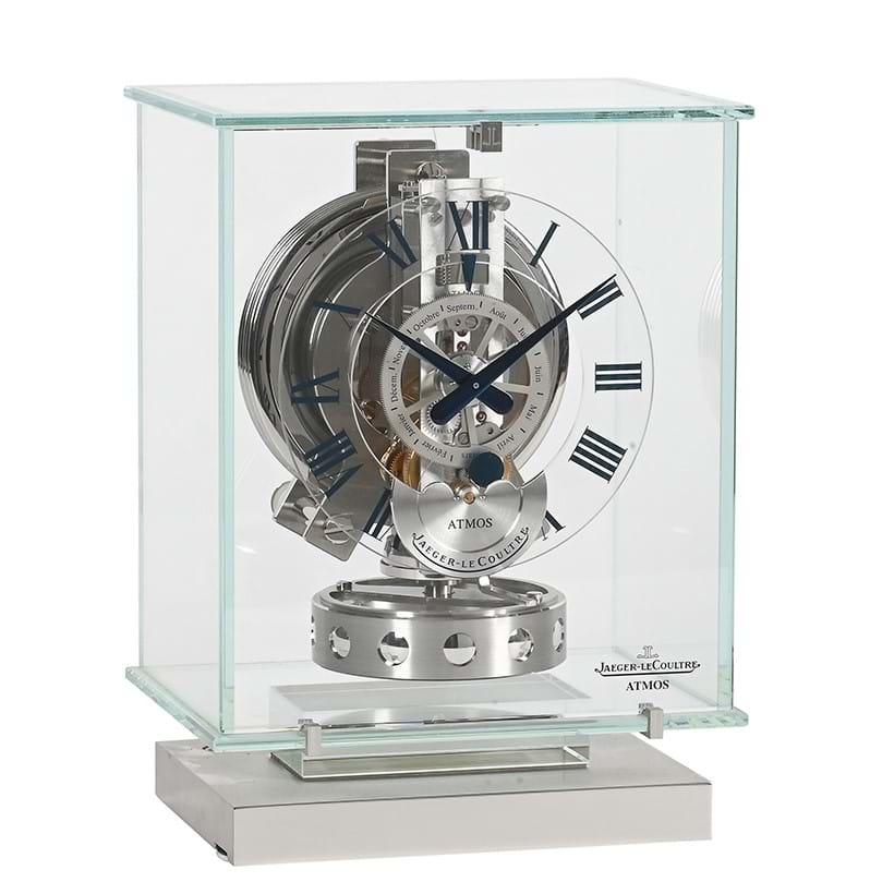 Inline Image - A Swiss glass and chrome plated 'Atmos Classique Phases de Lune' timepiece, Jaeger-LeCoultre, Geneva, circa 2008 | Sold for £6,930