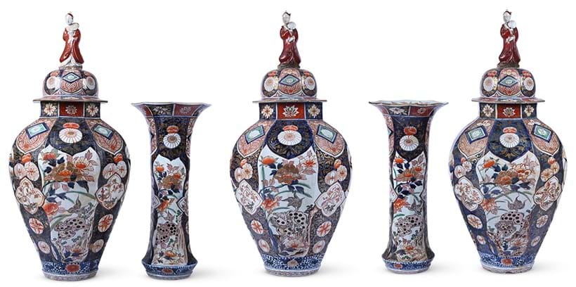Inline Image - Lot 409: A garniture of five Imari vases Edo period, late 17th or early 18th century | Sold for £20,320