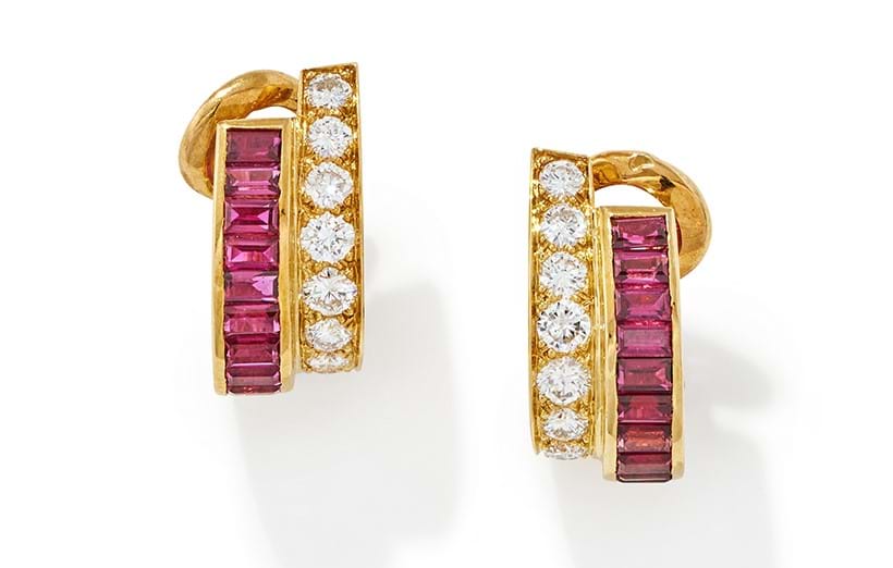 Inline Image - Van Cleef & Arpels, a pair of ruby and diamond earrings | Sold for £6,985