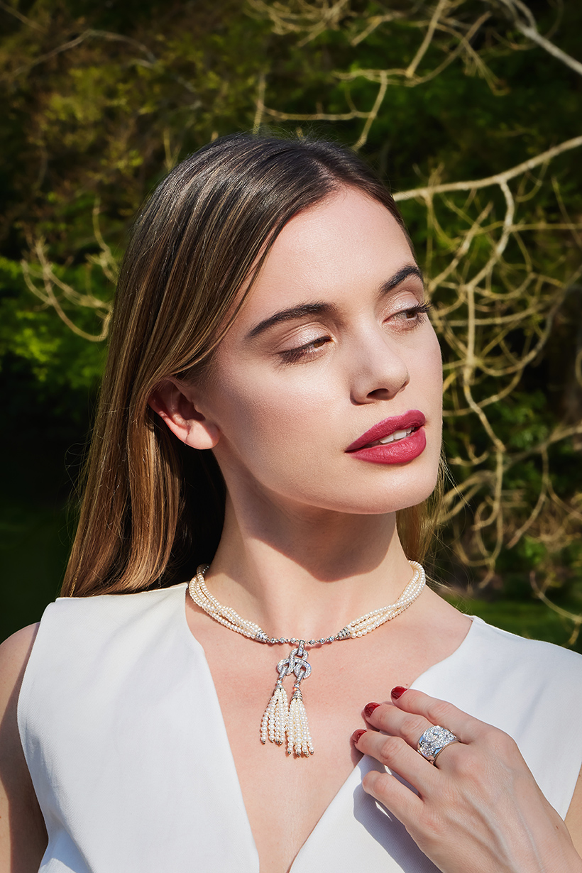 Inline Image - Cartier, a diamond and freshwater cultured pearl 'Agrafe Double Motif' necklace Sold for £22,680