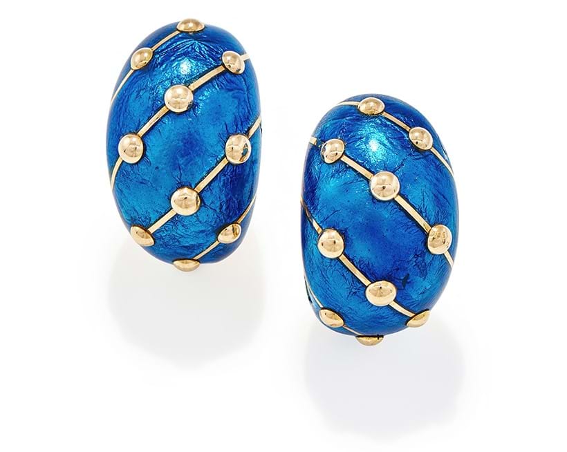 Inline Image - Jean Schlumberger for Tiffany & Co., a pair of enamel 'banana' earrings | Sold for £4,445