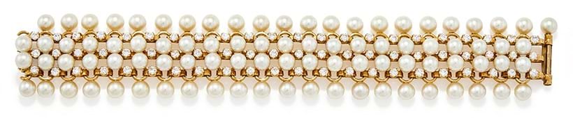 Inline Image - Jean Schlumberger, a cultured pearl and diamond bracelet, 1950s | Sold for £24,130