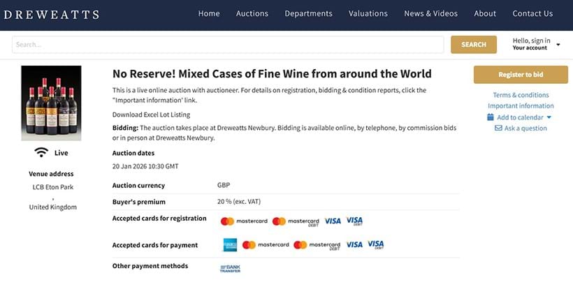 Inline Image - Click the 'Register to bid' button to register for an auction.