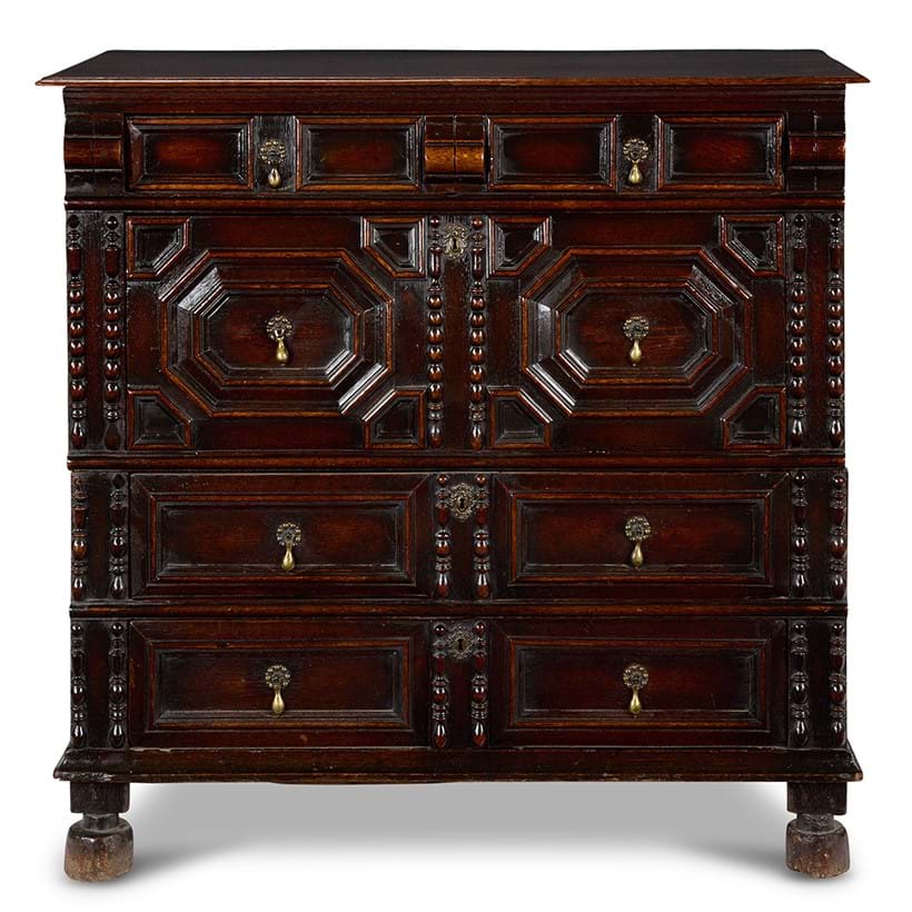 Inline Image - Lot 89: A Charles II oak chest of drawers English, circa 1680 | Sold for £4,445