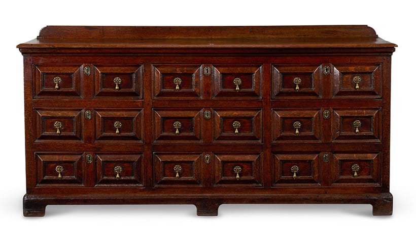 Inline Image - Lot 119: An English oak dresser base early 18th century | Sold for £10,160