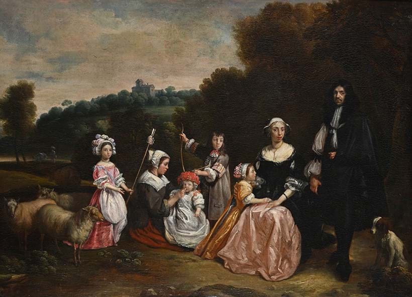 Inline Image - Lot 39: Gillis Van Tilborgh (Flemish 1615 - Circa 1678), ‘A Pastoral Landscape with a Portrait of a Family’, oil on canvas | Est. £7,000-10,000 (+ fees)