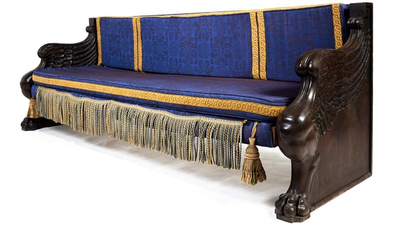 Inline Image - Lot 318: A Regency style carved mahogany sofa, the ends early 19th century, probably supplied by ‘Mr Bogaert’ to Thomas Hope | Est. £5,000-8,000 (+fees)