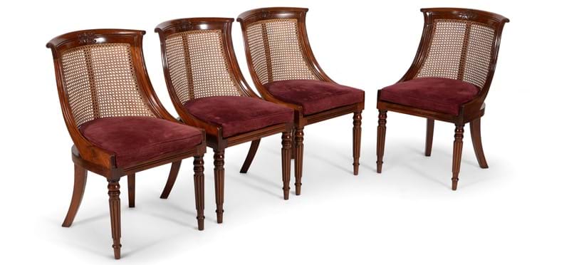 Inline Image - Lot 166: A set of ten mahogany library bergere chairs, in the manner of Gillows | Est. £3,000-5,000 (+fees)