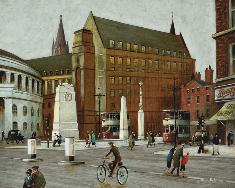Inline Image - Lot 242: λ Arthur Delaney (British 1927-1987), 'St. Peter's Square', Oil on board | Est. £3,000-5,000 (+ fees)