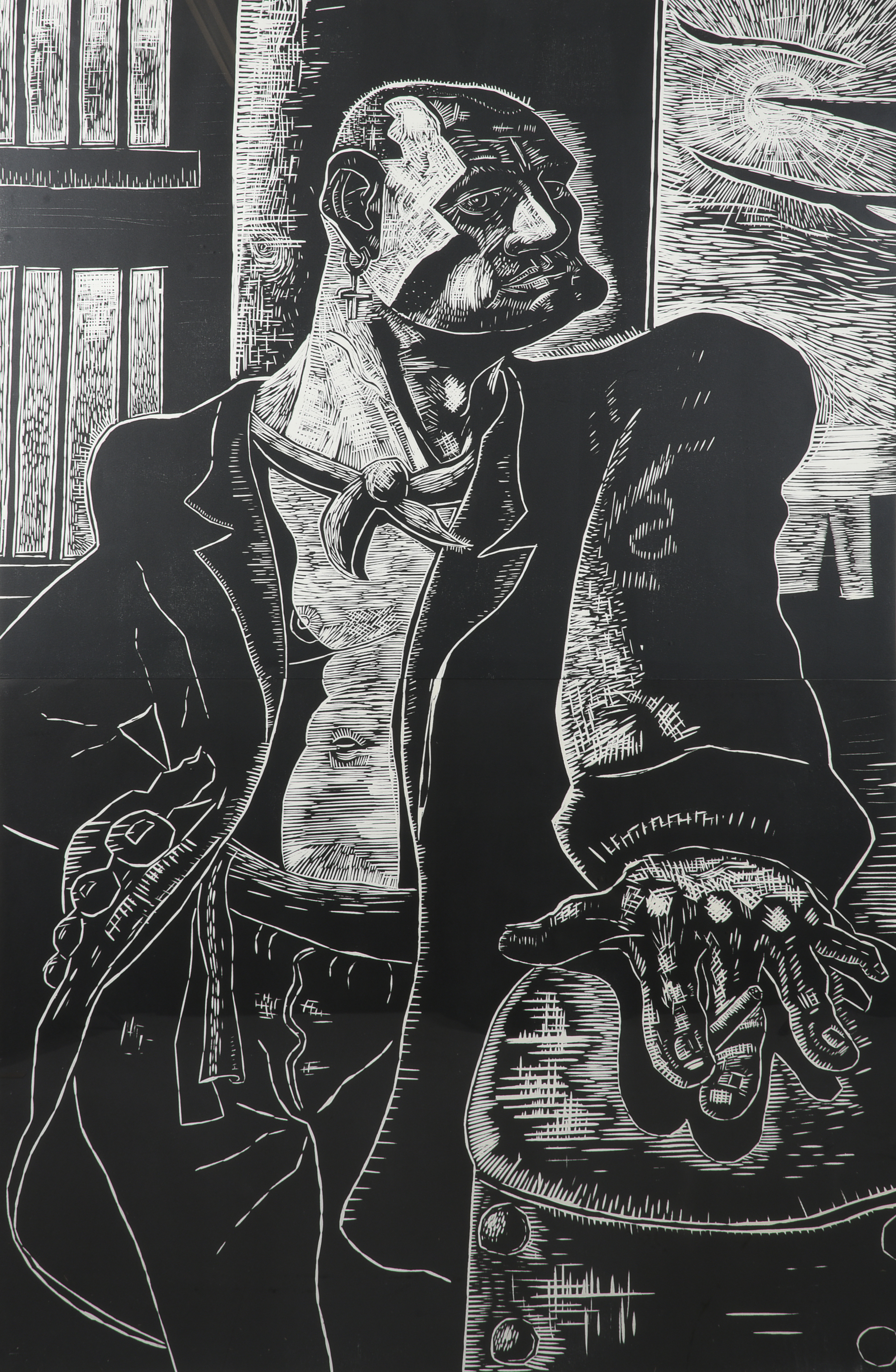 Inline Image - Lot 281: λ Peter Howson (Scottish b.1958), 'The Noble Dosser', Woodcut, 1987 | Est. £500-700 (+ fees)
