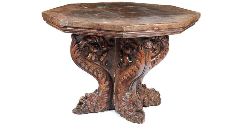 Inline Image - Lot 365: A Continental carved walnut centre table, probably Italian, late 17th century | Sold for £40,000