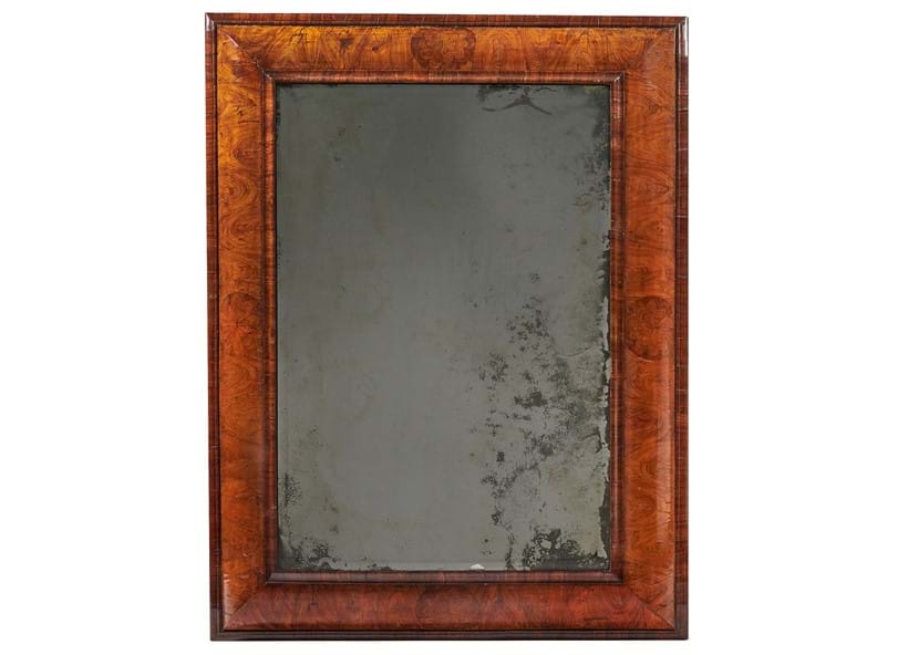 Inline Image - Lot 413: A matched pair of Charles II kingwood oyster veneered wall mirrors, in the manner of Thomas Pistor, circa 1685 | Sold for £47,500